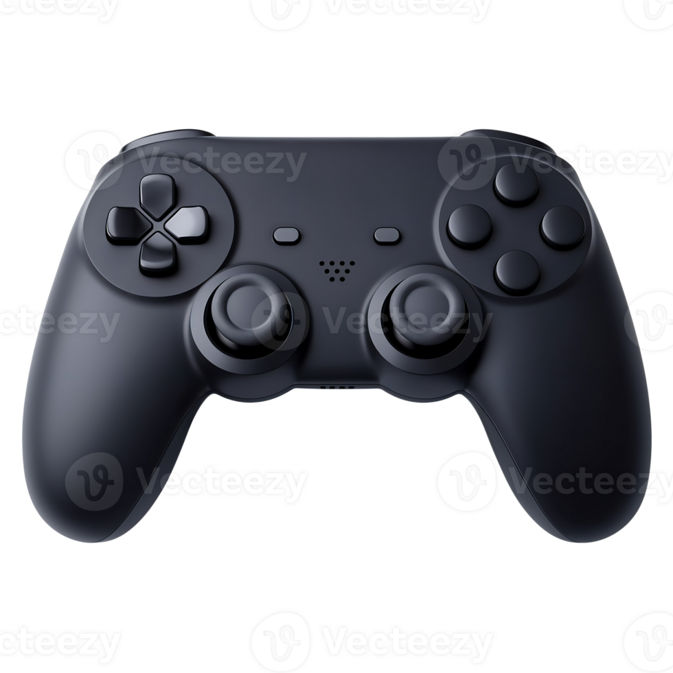 Black 3D Game Controller on a Transparent Background png
