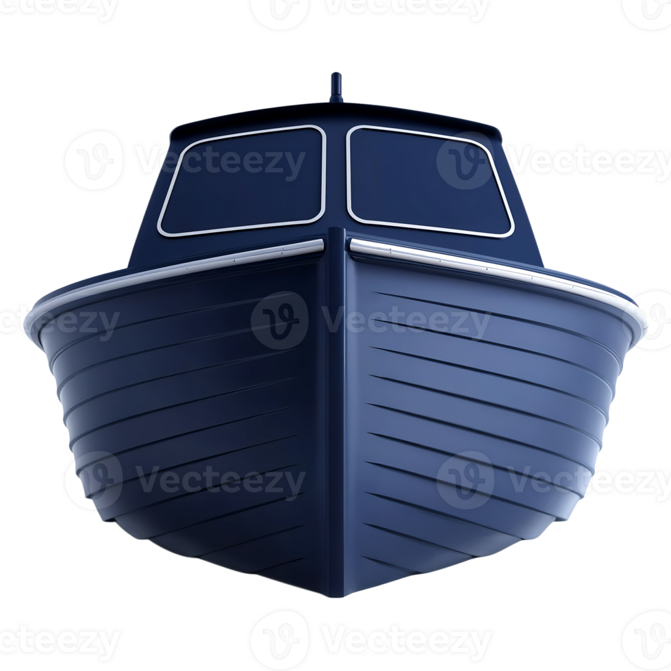 Navy Blue Small Boat 3D Render on Transparent Background png