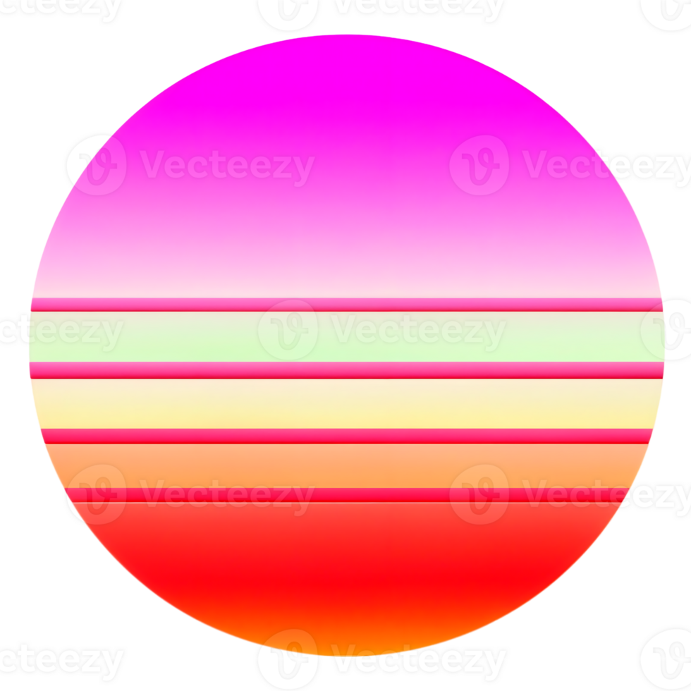 Retro Futuristic Neon Sunset with Gradient Glow on Transparent Background png