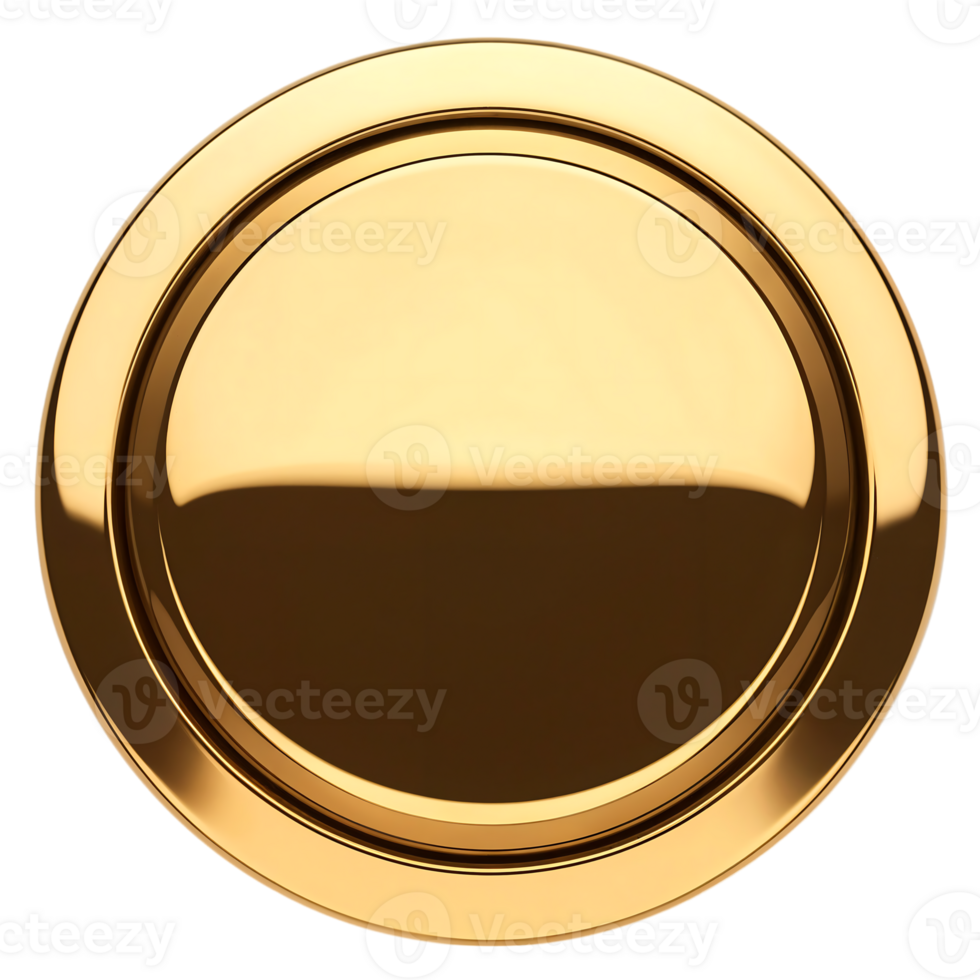 Luxurious Chrome Circle Button 3D Render on Transparent Background png