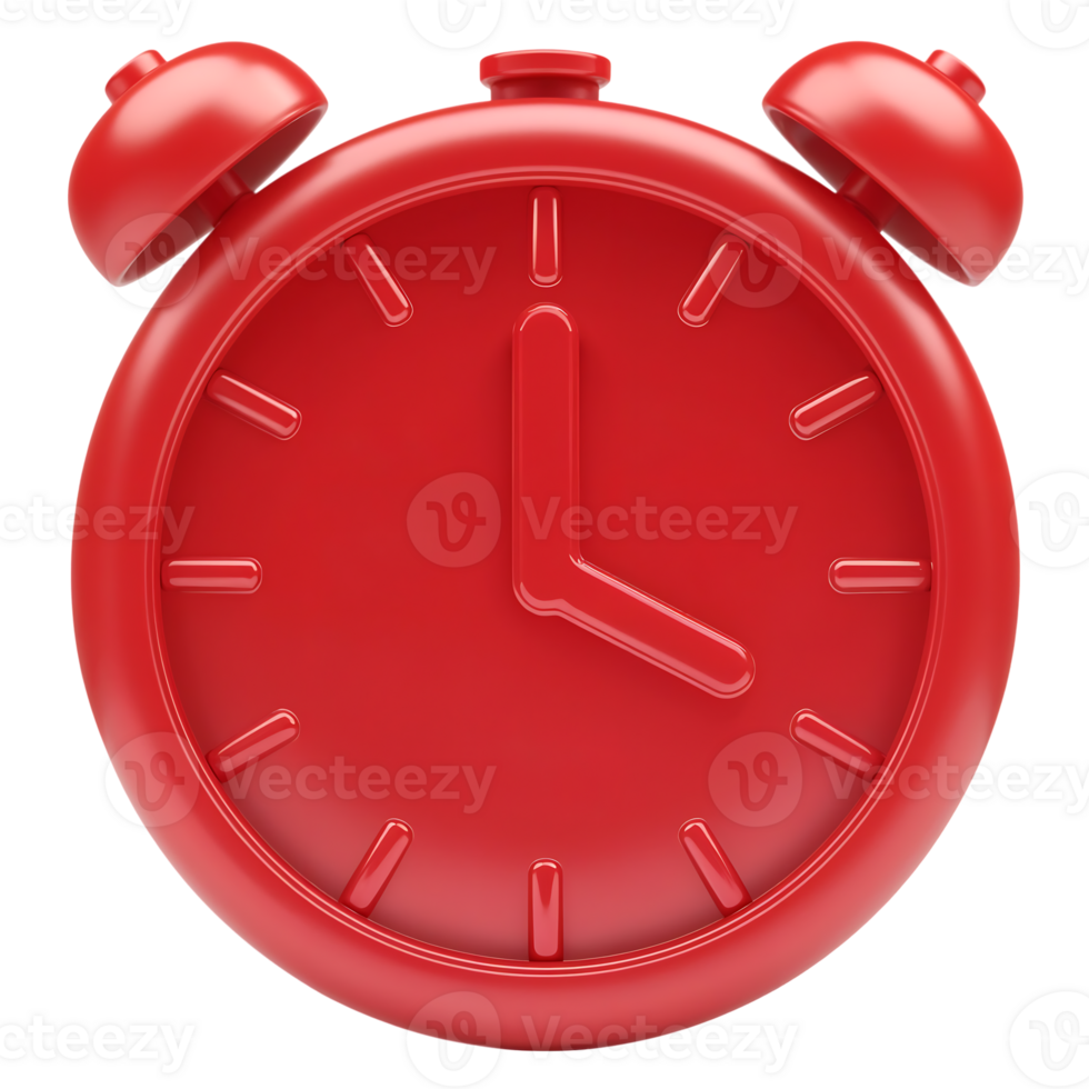 Bold Red Timer 3D Render on Transparent Background png