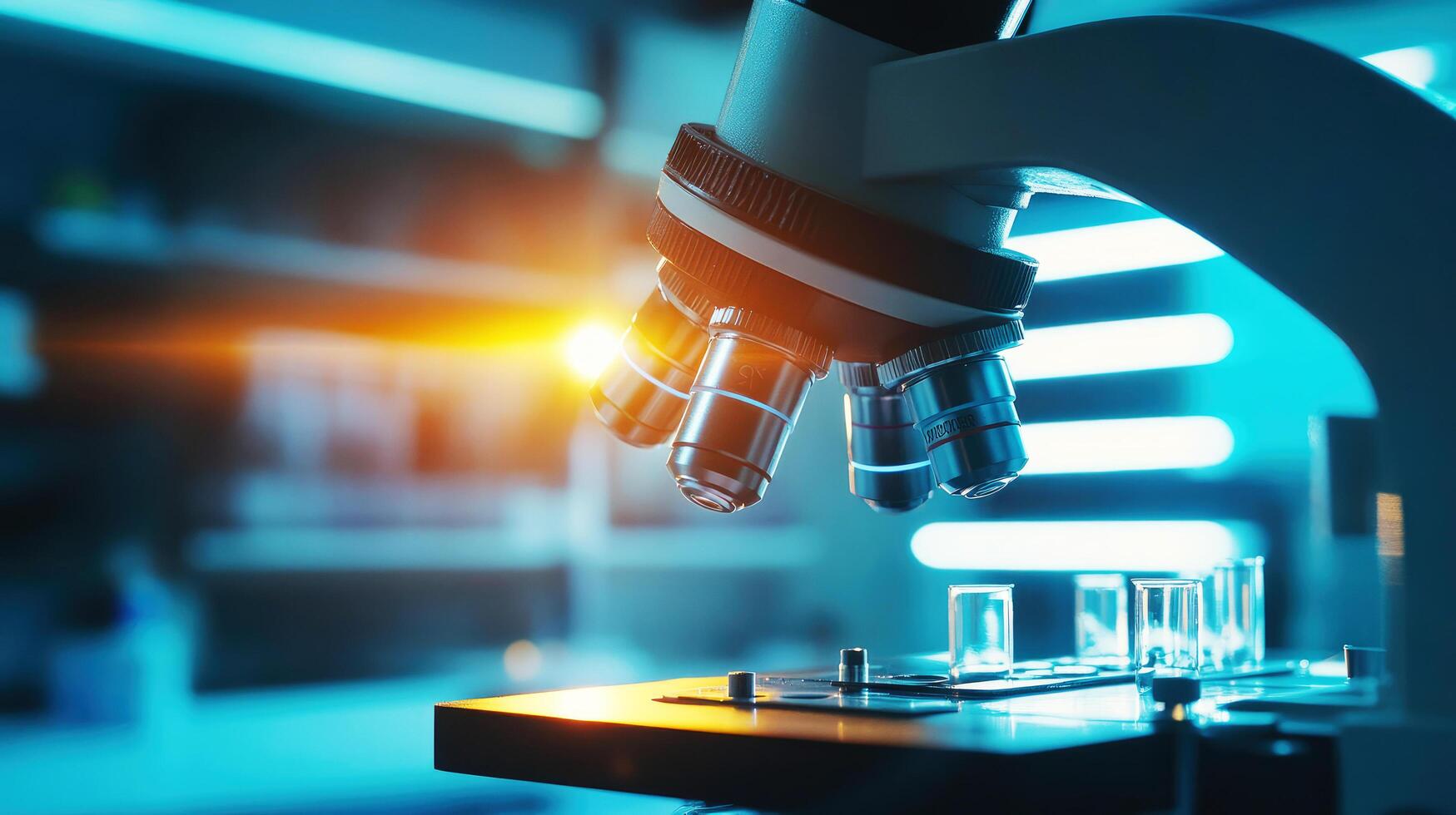 modern microscope in laboratory close-up photo