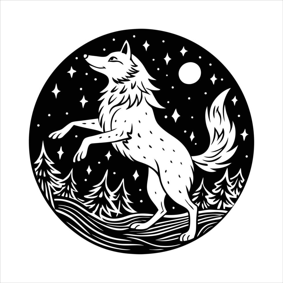 Majestic White Wolf vector
