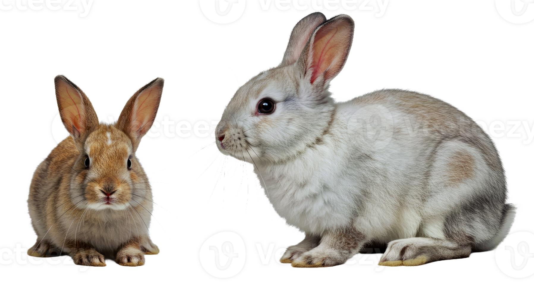 Two rabbits are sitting next to each other png