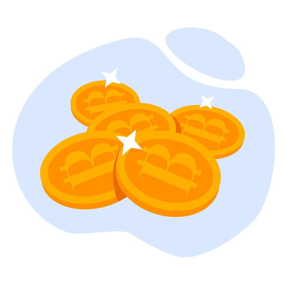 Cryptocurrency A digital coin with a Bitcoin symbol vector
