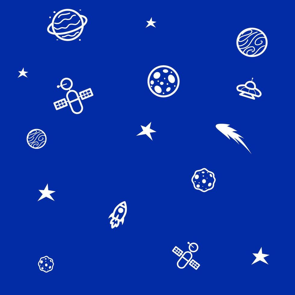 space outline pattern with blue background vector