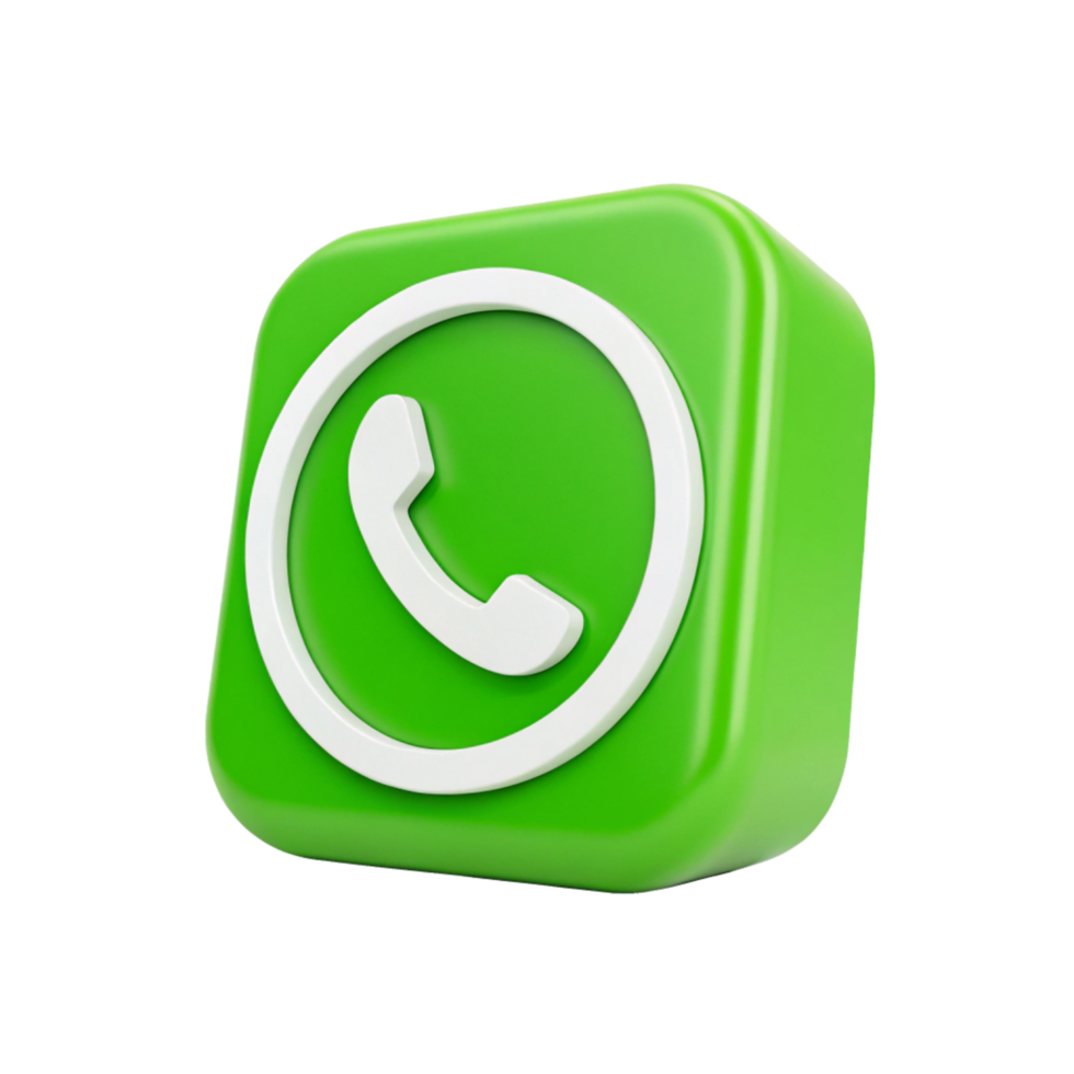 3D Green Call Icon Button Realistic Square App UI Element for Mobile png