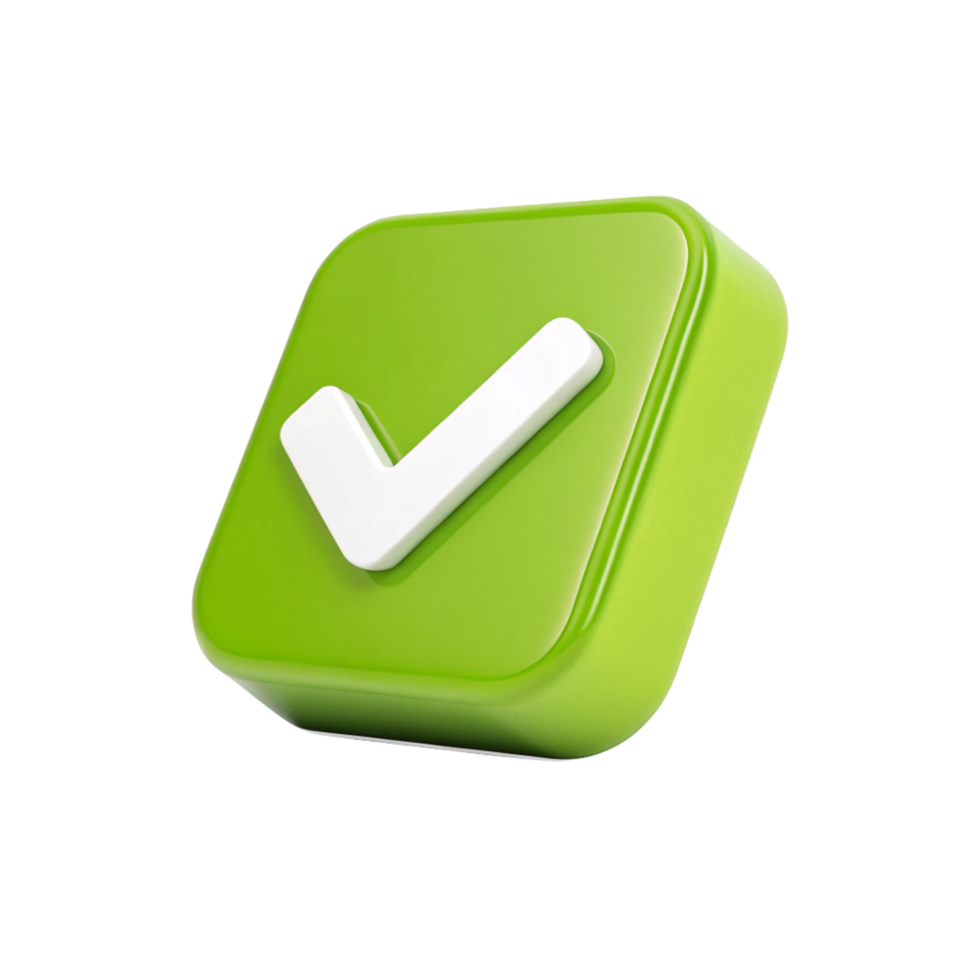 3D Green Checkmark Button Glossy Success Icon, Approval, Confirmation png