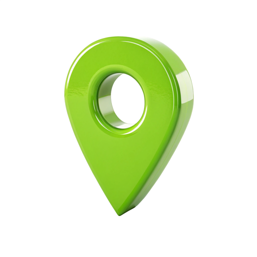 3D Glossy Green Location Pin Marker Navigation App Icon Design png