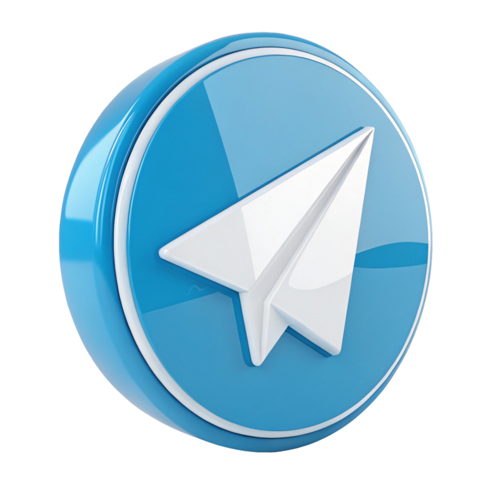 3D Blue Glossy Send Button with Paper Airplane Icon for Website png