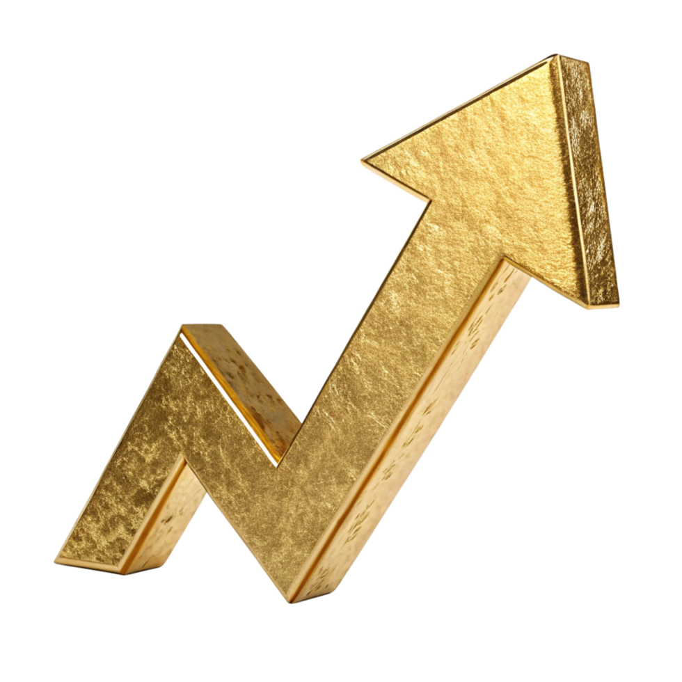 3D Golden Arrow Upward Trend, Success, Growth, Financial Chart, Business Icon png
