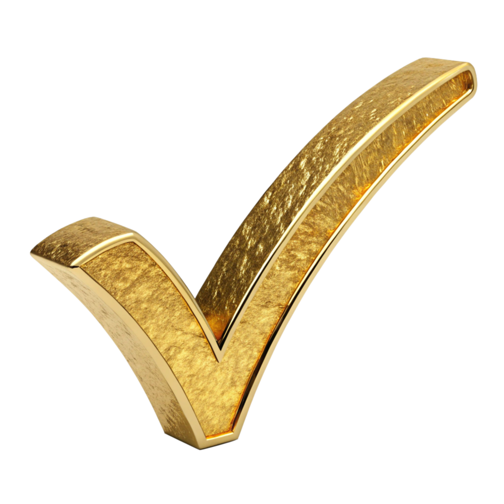 3D Golden Check Mark Luxury Approval Symbol, Success Icon, Premium Quality png