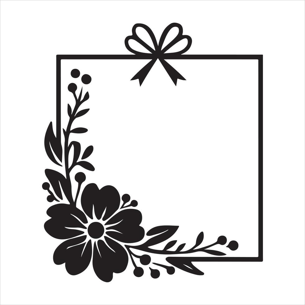 Floral Frame with Flower and Bow vector