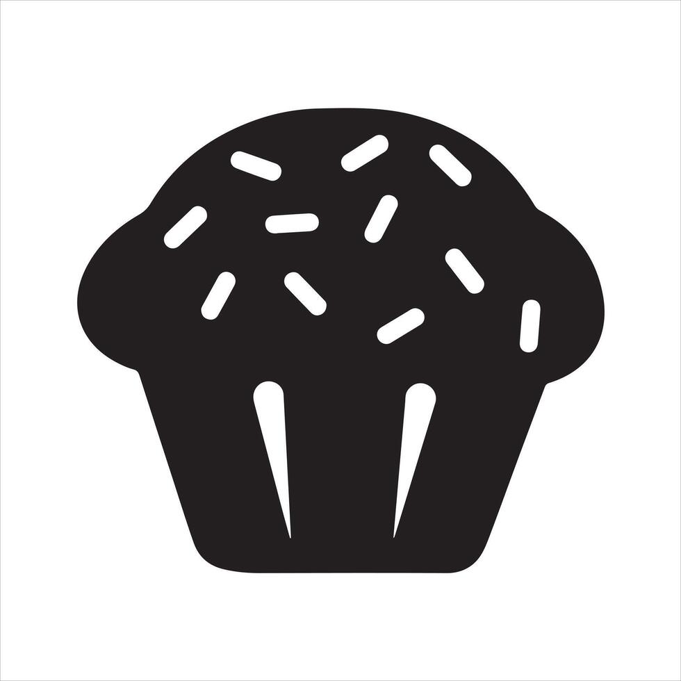 Black and white blueberry muffin Silhouette isolated on white background vector