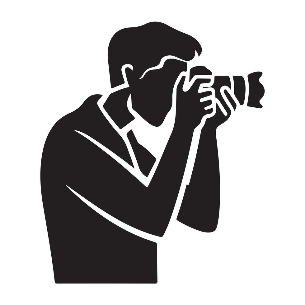 Photographer taking a picture in a silhouette vector