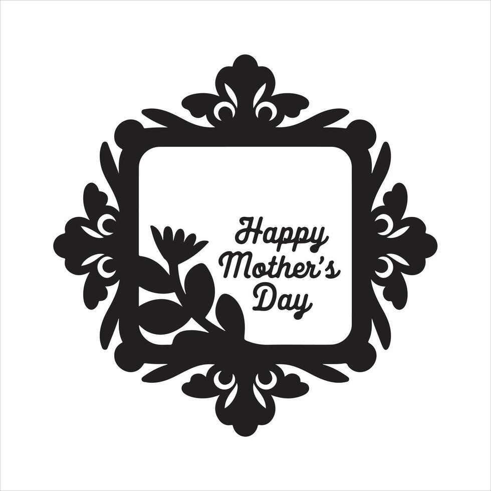 Black Floral Frame with Flower and Bow Silhouette vector