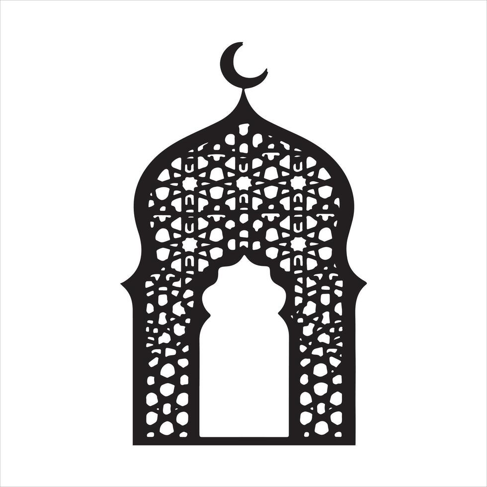 Islamic arch silhouette with geometric pattern vector
