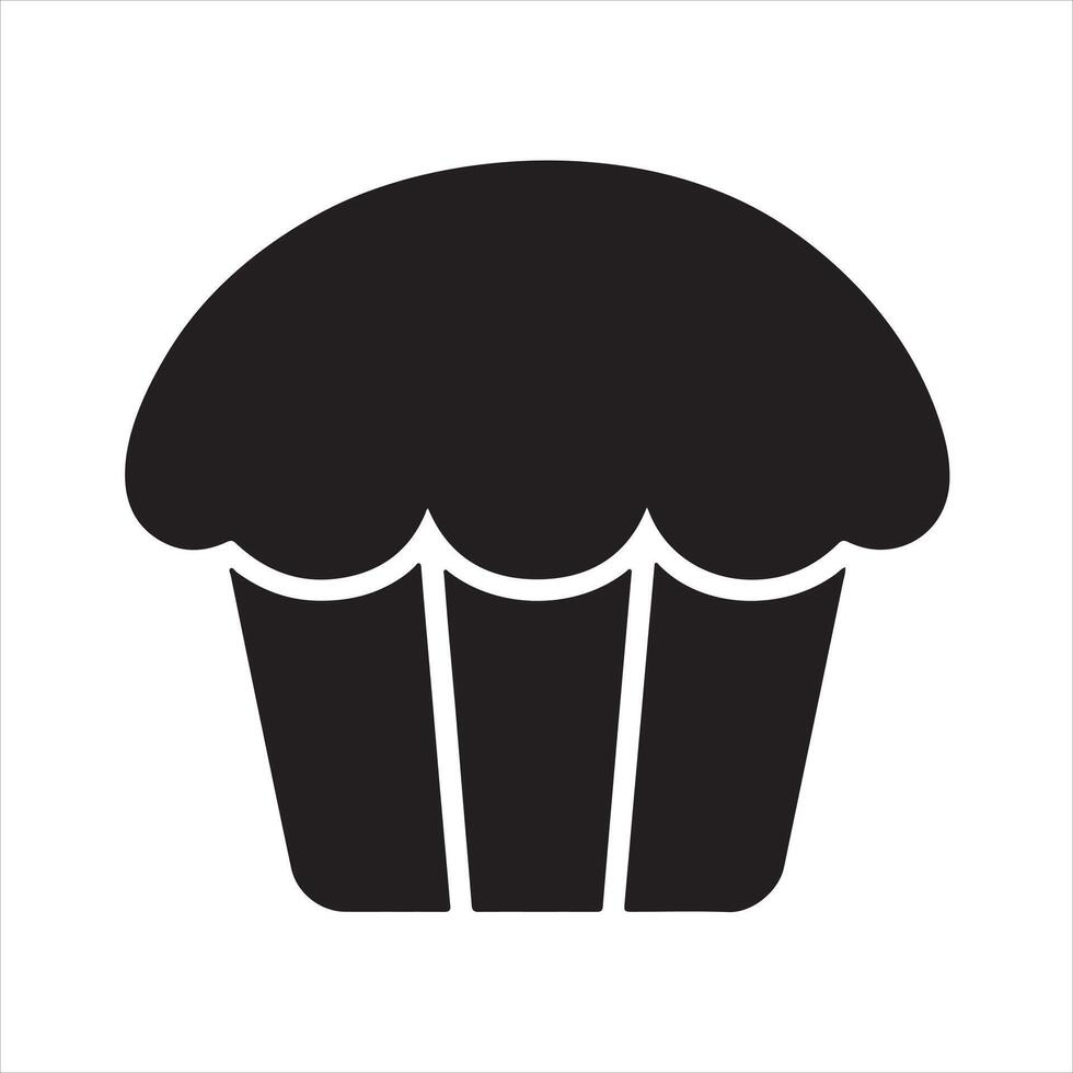 Black and white blueberry muffin Silhouette isolated white background vector