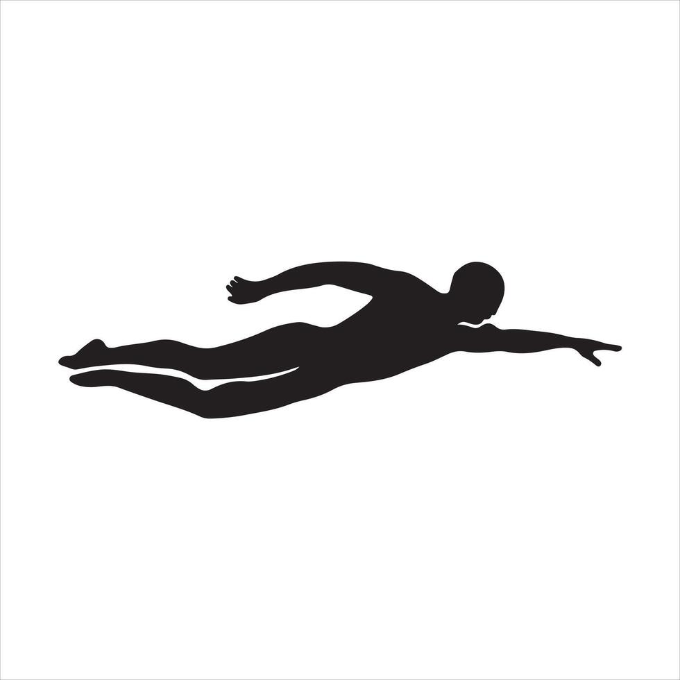 Silhouette of swimmer diving into the water vector