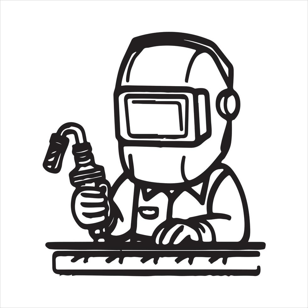 Welder at Work Silhouette of Metal Fabrication vector