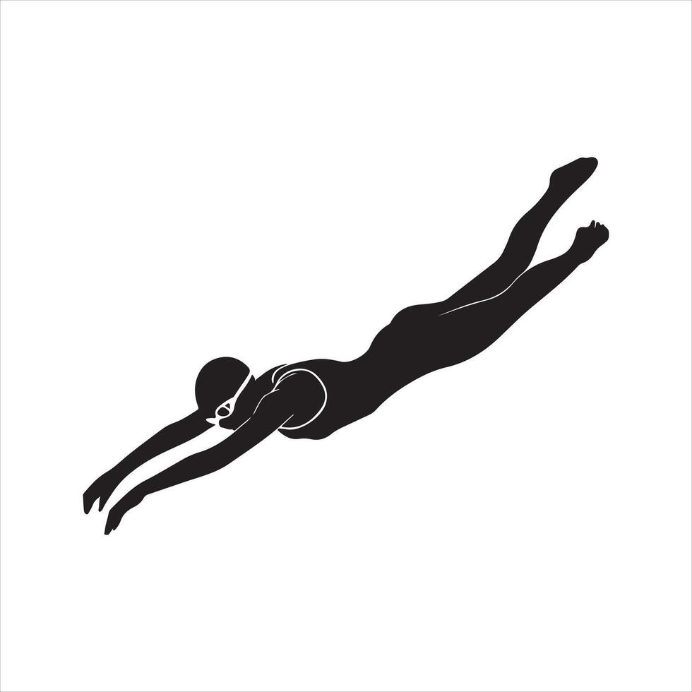 Black Silhouette of a swimmer diving into the water vector