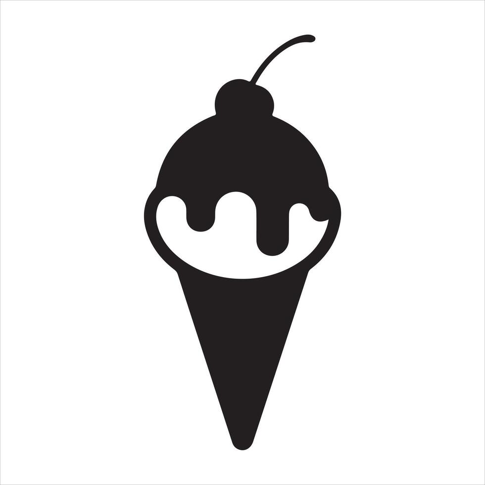 Black and white ice cream cone with sprinkles black Silhouette vector