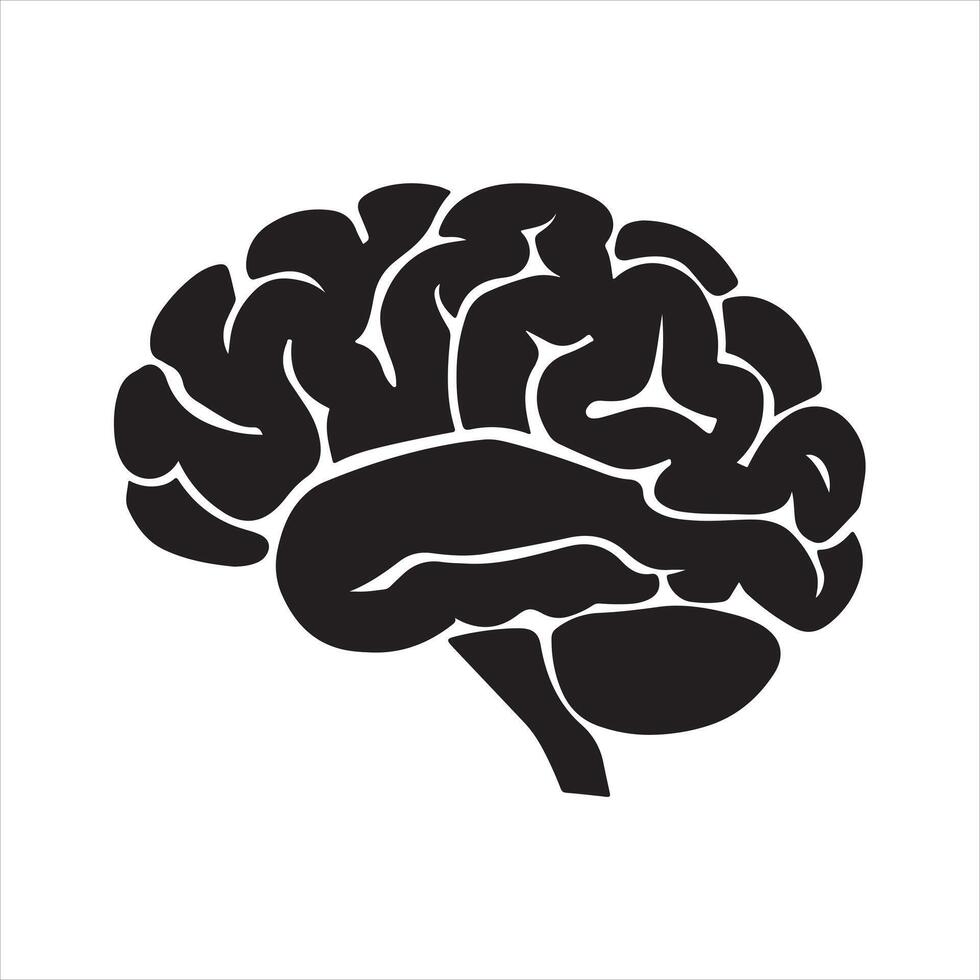 Silhouette of human brain vector