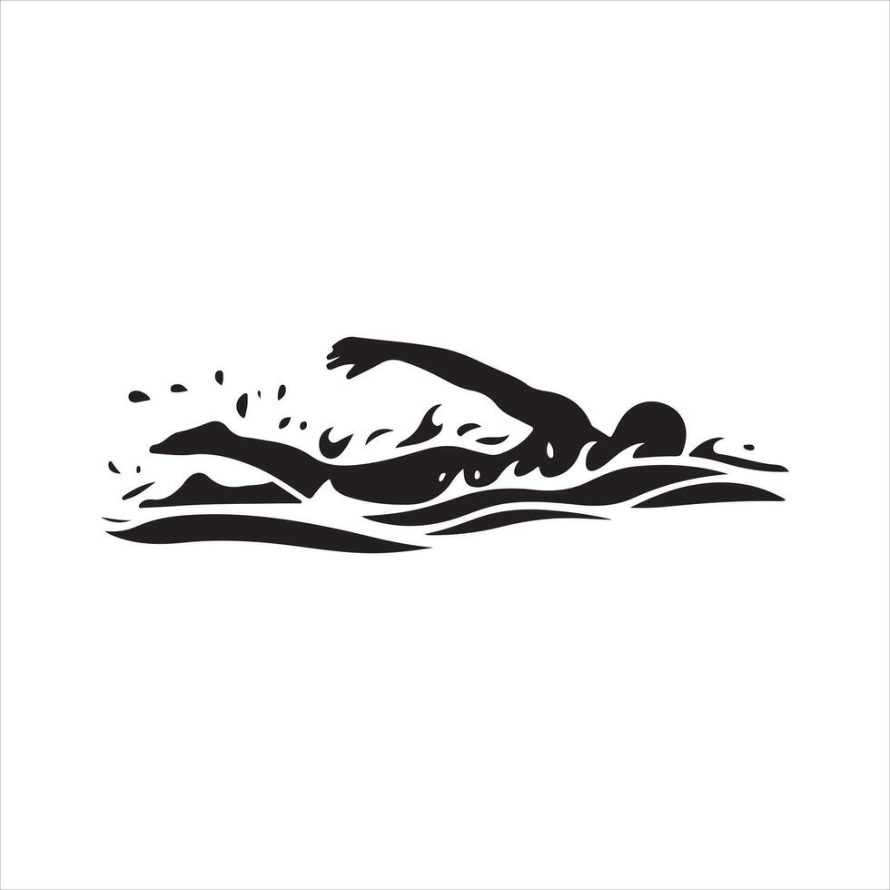 Black Silhouette of swimmer diving into the water vector