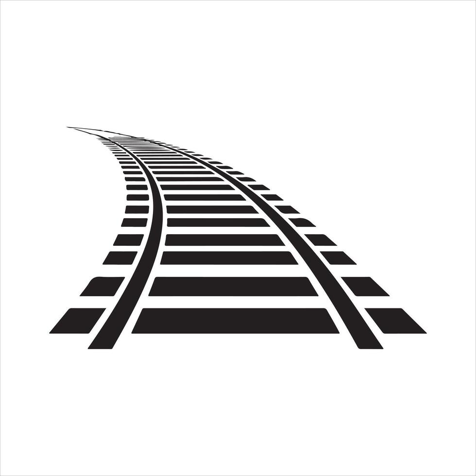 Curved Railroad Tracks Leading to the Horizon Silhouette vector