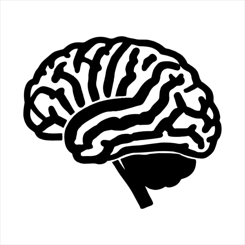 Black Silhouette of human brain vector