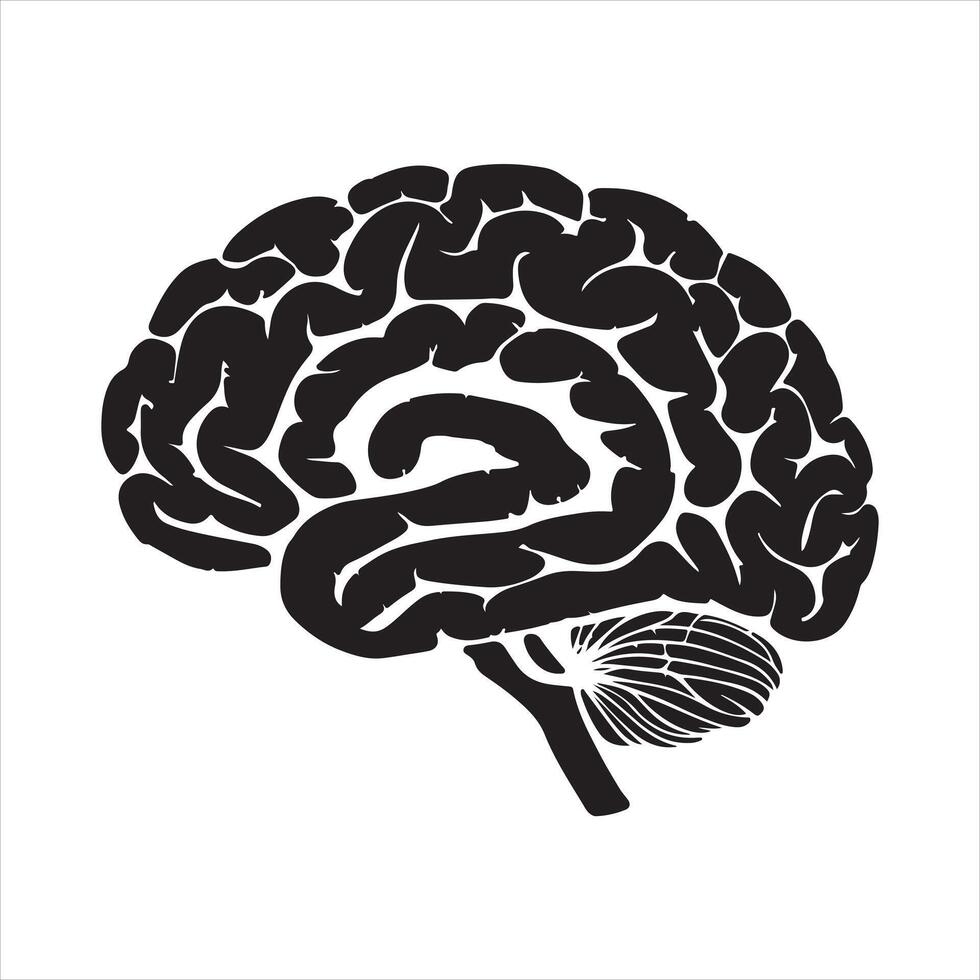 Silhouette of a human brain vector