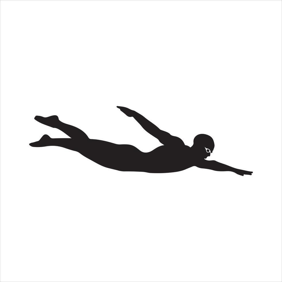 Silhouette of a swimmer diving into the water vector