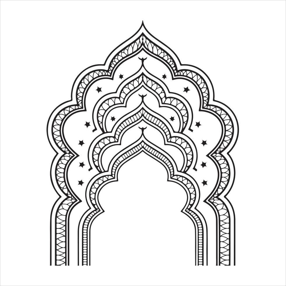 Islamic silhouette with geometric pattern vector