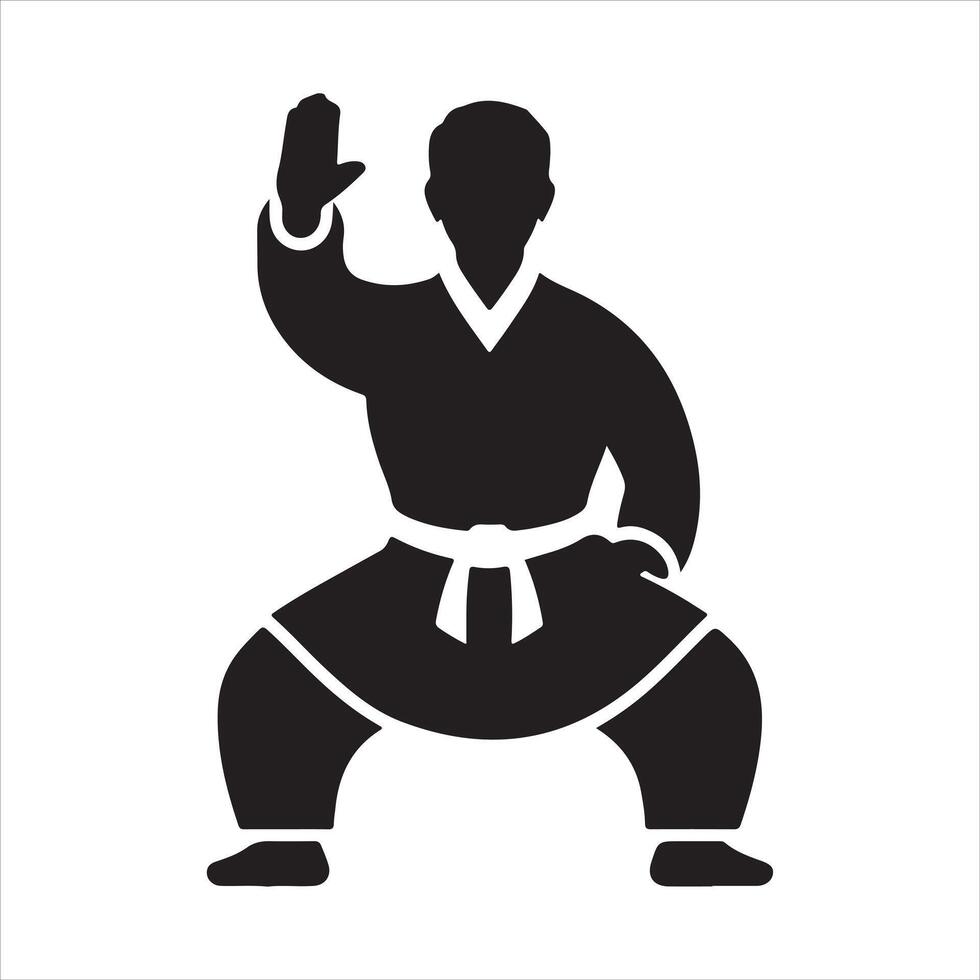 Martial Artist in a Karate Stance Silhouette vector