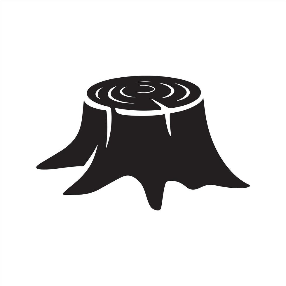 A black and white Silhouette of tree stump. vector