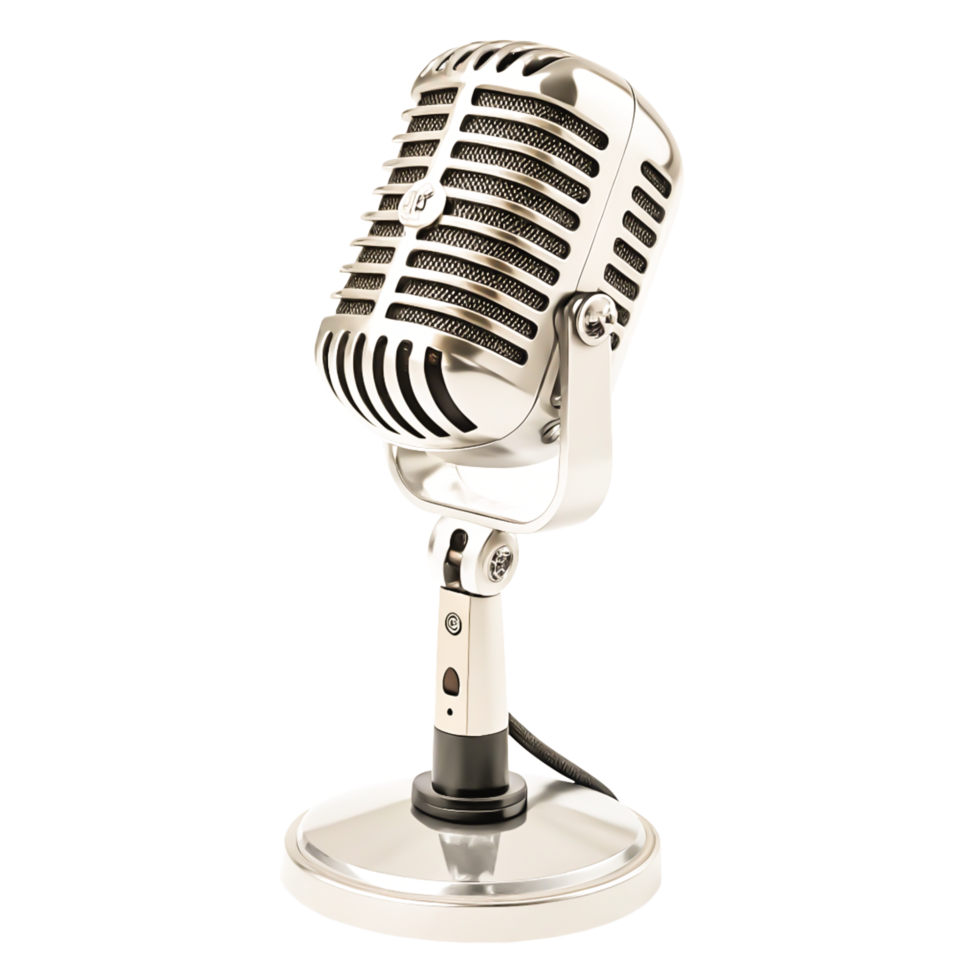 Retro Microphone, Vintage Metal Microphone, Classic Studio Mic, Broadcast Equipment png