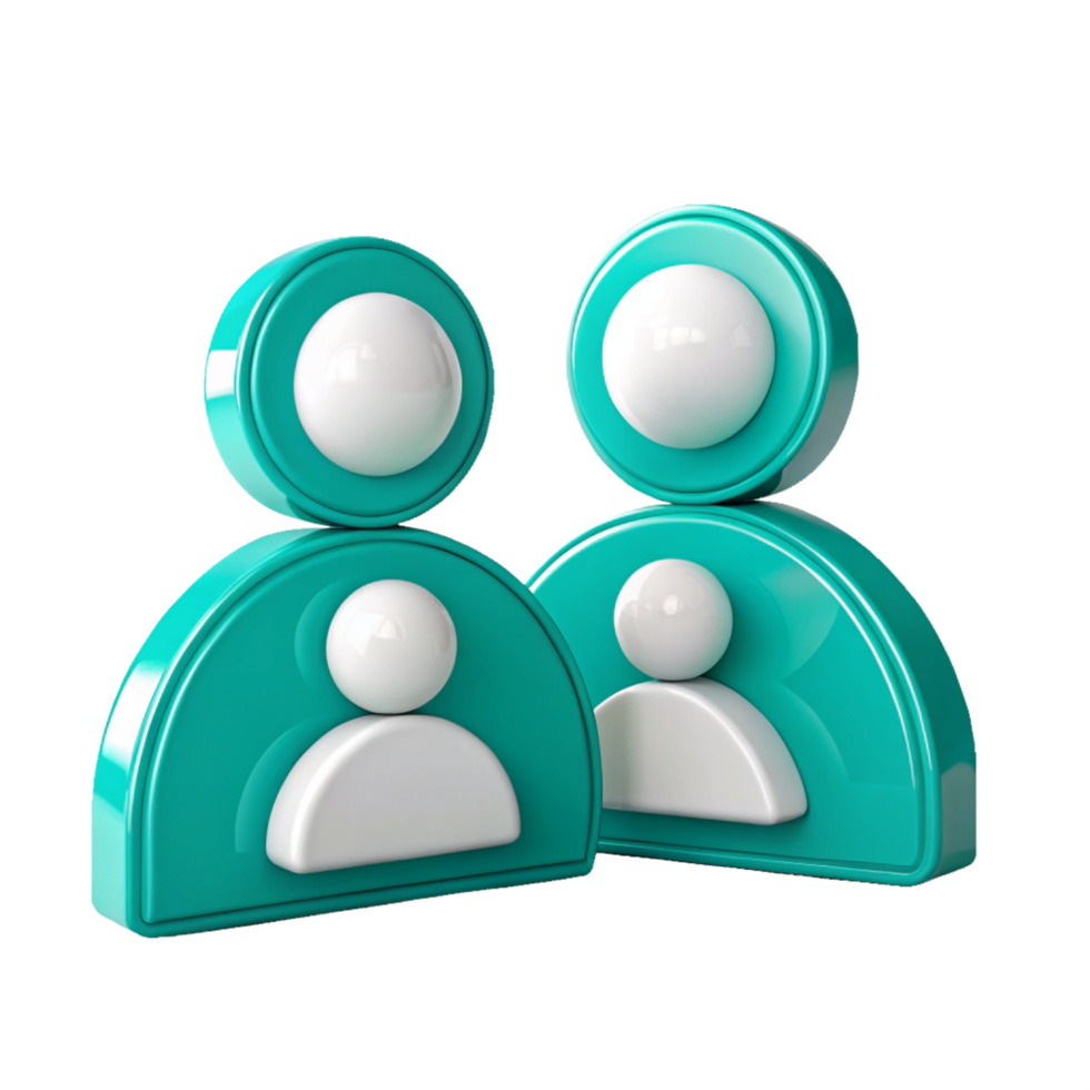 3D Teal and White User Icons Team, Collaboration, Communication, Profile png