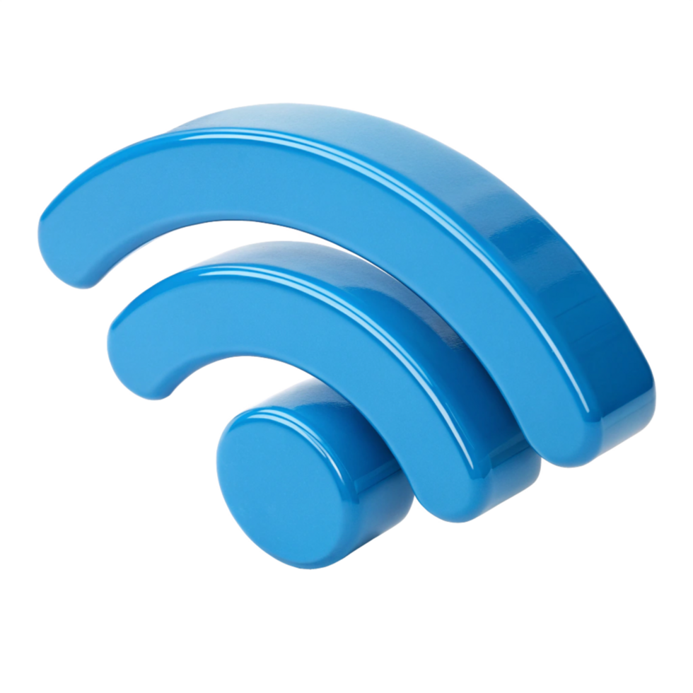 3D Shiny Blue Wifi Signal Icon Wireless Connection Symbol Illustration png