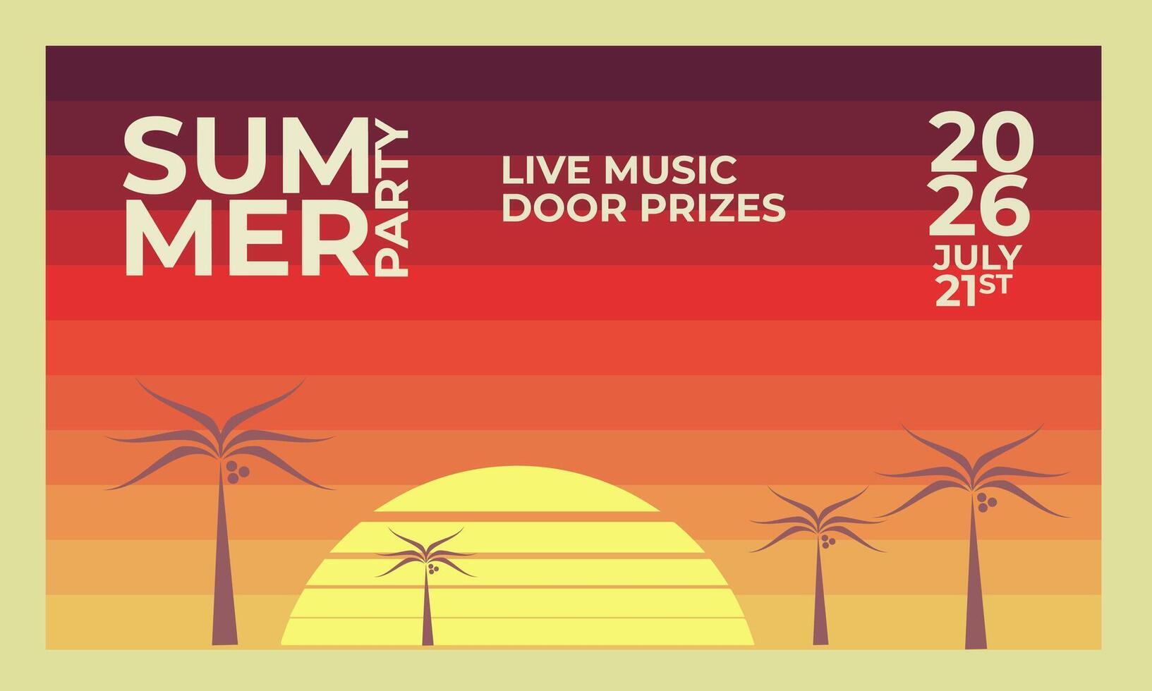 Beach Party Flyer with Vibrant Tropical Colors Bold Typography and Energetic Summer Vibes vector