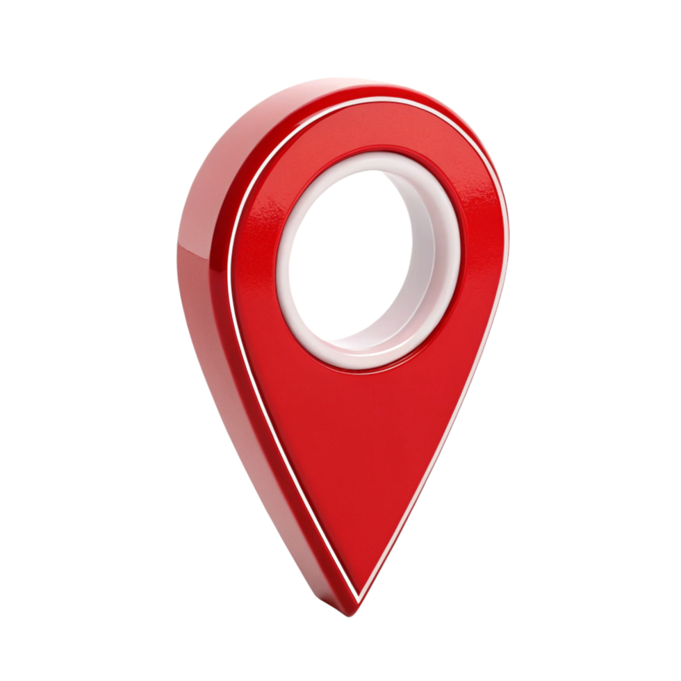 3D Red Location Pin Icon Glossy, Realistic Map Pointer for Navigation Apps png