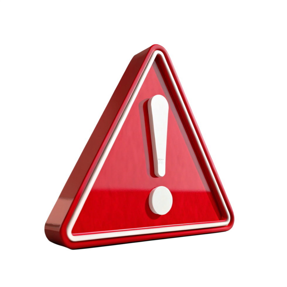 3D Red Warning Triangle Sign Exclamation Mark png