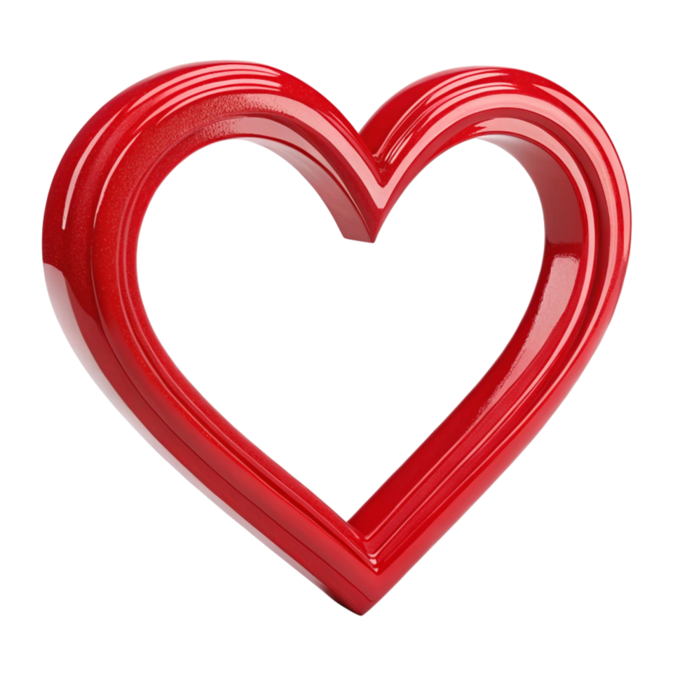 3D Red Heart Frame Valentine's Day Design Element, Love Symbol png