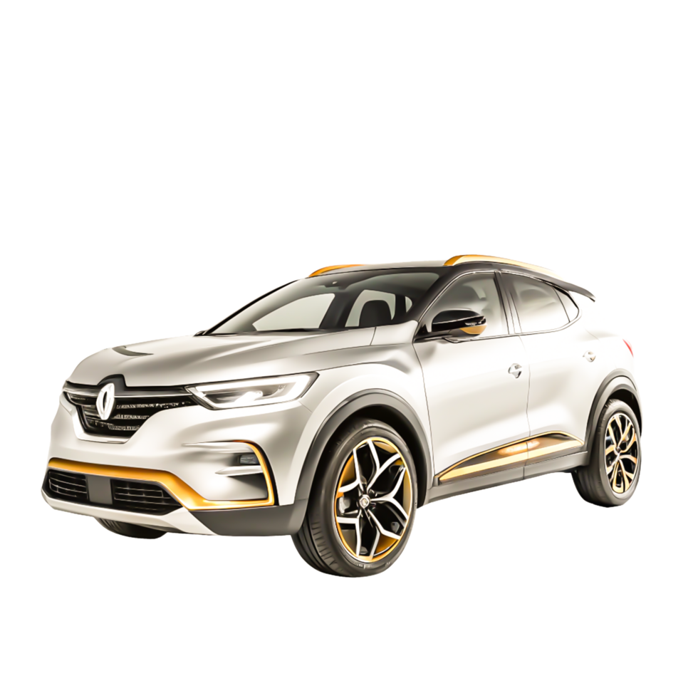 Sleek Silver SUV with Gold Accents Modern Car Design Render png