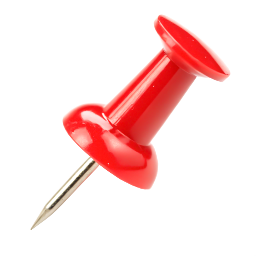 Red Push Pin, Office Supplies, Stationery, Close-up, Isolated on png
