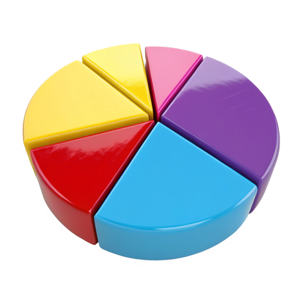 Colorful 3D Pie Chart Sections Business Data Infographic Illustration png