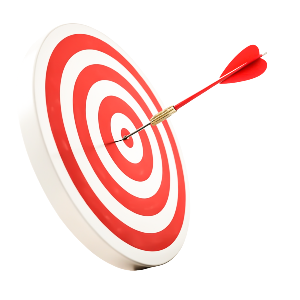 Red Dart Hitting Bullseye Target Success, Accuracy, Achievement Concept png
