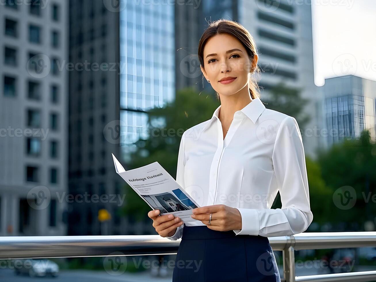 Businesswoman with Brochure City photo