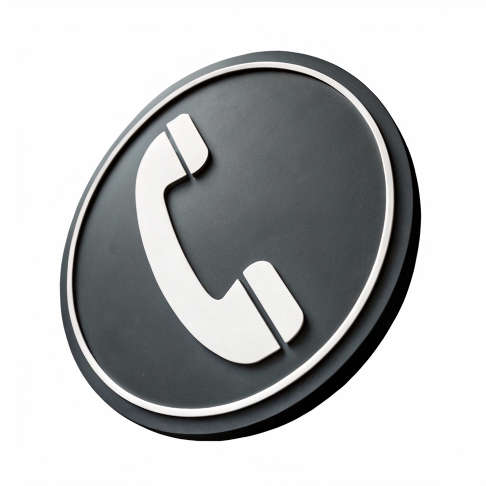 Modern Minimalist Phone Icon Dark Gray Circle with White Telephone Symbol png