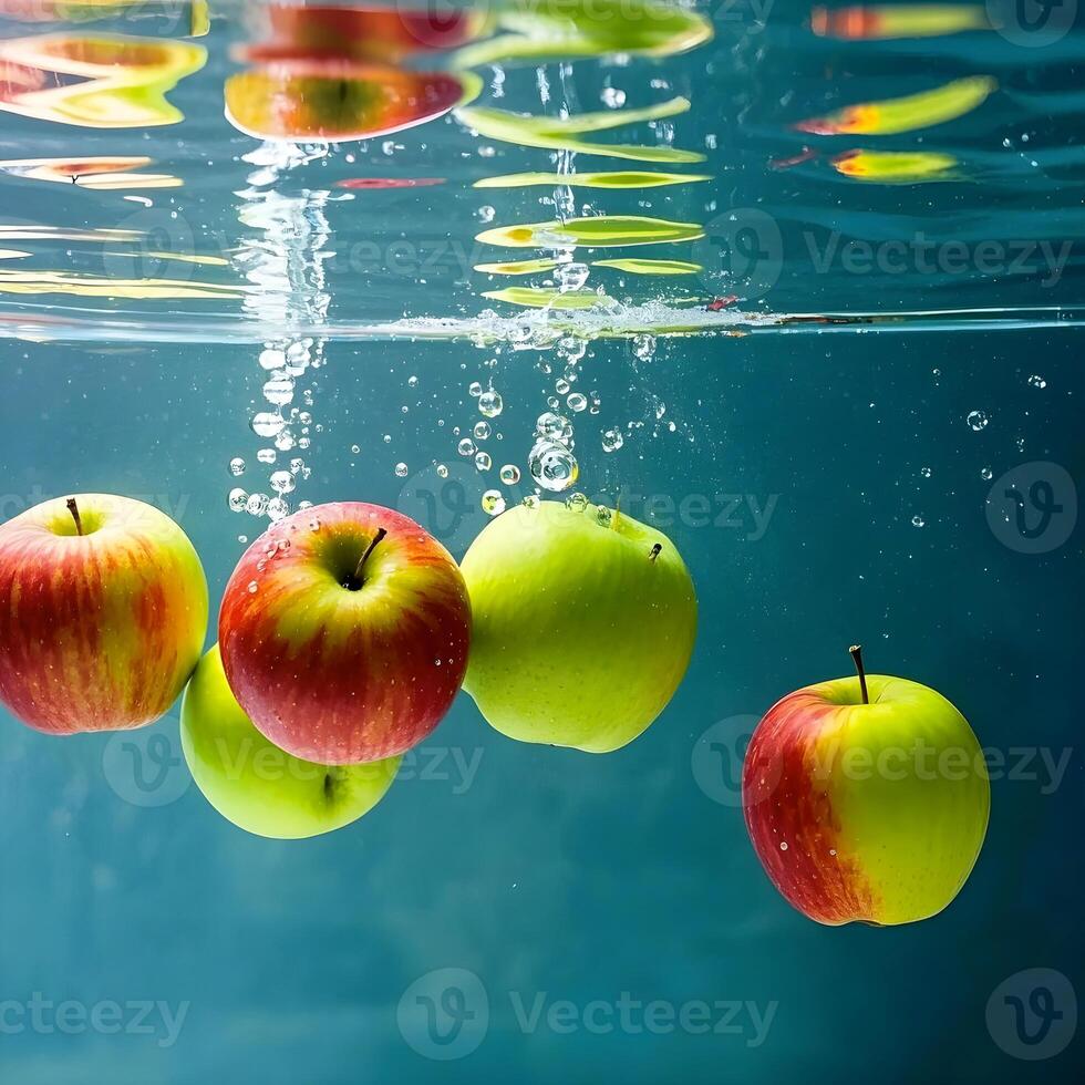Apples Splashing in Water photo