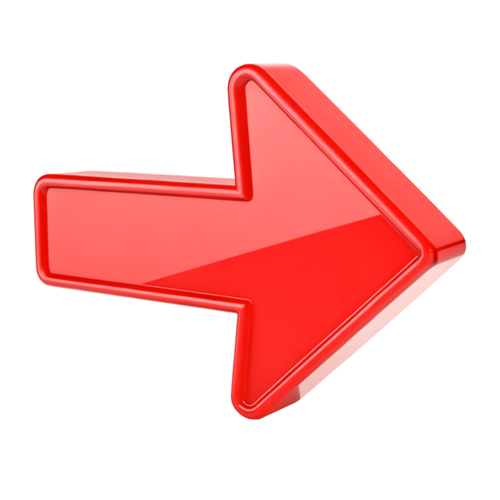 3D Red Arrow Left Navigation Icon Shiny Glossy Web Button Design Element png